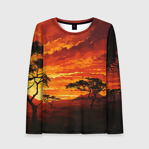 Женский лонгслив АФРИКАНСКАЯ САВАННА / 3D-принт – фото 1