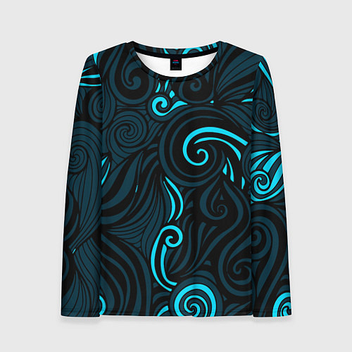 Женский лонгслив Лазурные листья / 3D-принт – фото 1