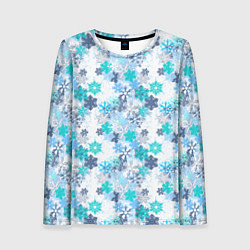 Лонгслив женский Зимние Снежные Узоры, цвет: 3D-принт