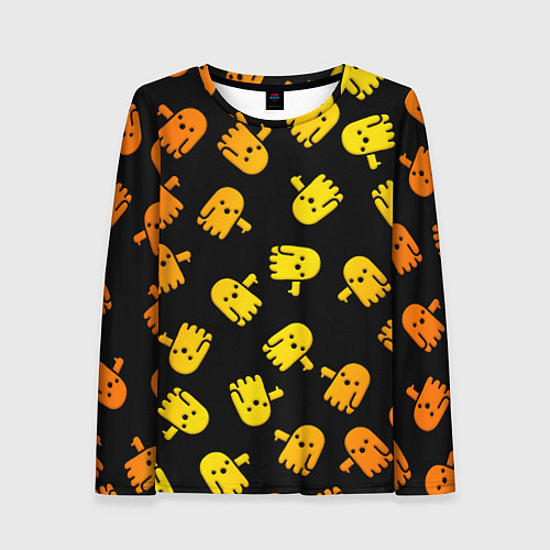 Женский лонгслив BOO! ПРИЗРАК, ПРИВЕДЕНИЕ ХЕЛЛОУИН ОРАНЖЕВЫЙ / 3D-принт – фото 1