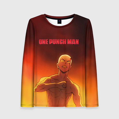 Женский лонгслив Сайтама в огне One Punch-Man / 3D-принт – фото 1