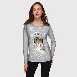 Лонгслив женский Снежный тигр, цвет: 3D-принт — фото 2
