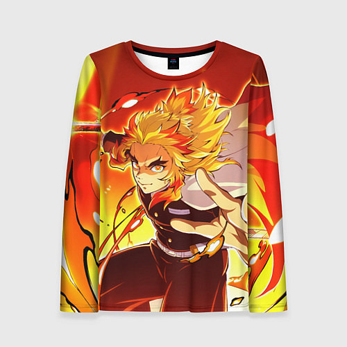 Женский лонгслив Ренгоку Кёджуро, Клинок рассекающий демонов / 3D-принт – фото 1