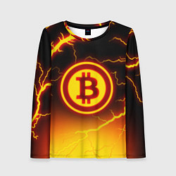 Женский лонгслив ОГНЕННЫЙ БИТКОИН HODL IT BITCOIN