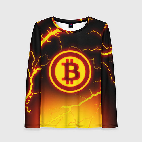 Женский лонгслив ОГНЕННЫЙ БИТКОИН HODL IT BITCOIN / 3D-принт – фото 1