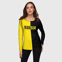 Лонгслив женский Россия черно желтое RUSSIA - BORUSSIA, цвет: 3D-принт — фото 2