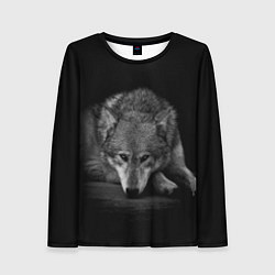 Лонгслив женский Волк, на черном фоне, цвет: 3D-принт