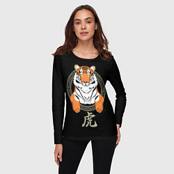 Лонгслив женский Тигр в рамке, цвет: 3D-принт — фото 2