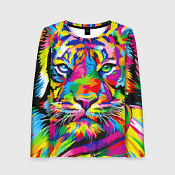 Лонгслив женский Тигр в стиле поп-арт, цвет: 3D-принт