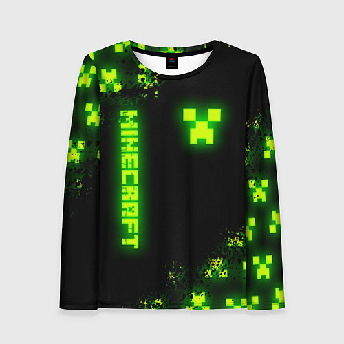 Женский лонгслив MINECRAFT NEON LOGO CREEPER / 3D-принт – фото 1