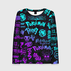 Лонгслив женский ANIME LOGOBOMBING NEON НЕОН ЛОГО АНИМЕ, цвет: 3D-принт