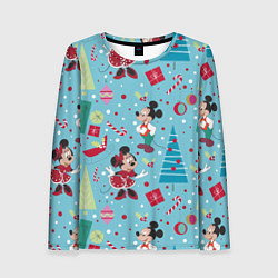 Лонгслив женский Mickey and Minnie pattern, цвет: 3D-принт