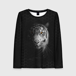 Лонгслив женский Тигр черно-белый соты, цвет: 3D-принт