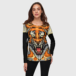 Лонгслив женский Символ года тигр в гневе, цвет: 3D-принт — фото 2