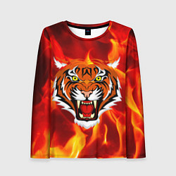 Лонгслив женский Fire Tiger Face 2022, цвет: 3D-принт