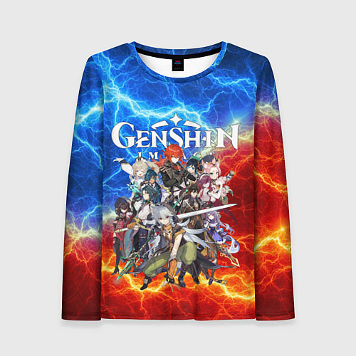 Женский лонгслив HEROES GENSHIN IMPACT ОГНЕННЫЕ МОЛНИИ / 3D-принт – фото 1