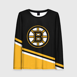 Женский лонгслив Бостон Брюинз, Boston Bruins Диагональные полосы