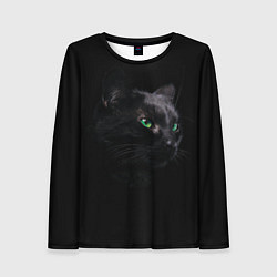 Лонгслив женский Черна кошка с изумрудными глазами, цвет: 3D-принт
