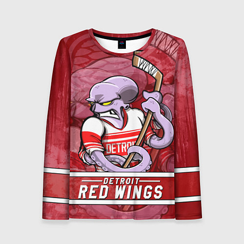 Женский лонгслив Детройт Ред Уингз, Detroit Red Wings Маскот / 3D-принт – фото 1