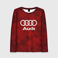 Женский лонгслив Ауди, Audi Красный фон