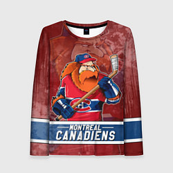 Лонгслив женский Монреаль Канадиенс, Montreal Canadiens Маскот, цвет: 3D-принт