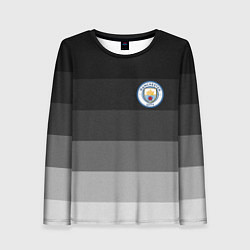 Лонгслив женский Манчестер Сити, Manchester City, Серый градиент, цвет: 3D-принт