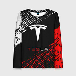 Женский лонгслив Tesla - Logo Pattern