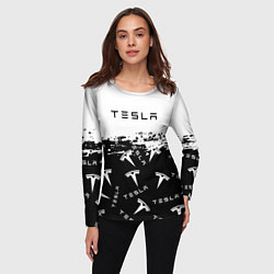 Лонгслив женский Tesla - Black & White, цвет: 3D-принт — фото 2