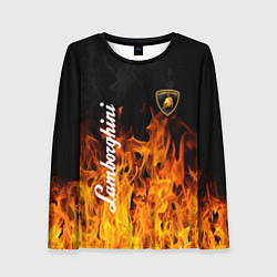 Лонгслив женский Lamborghini пламя огня, цвет: 3D-принт