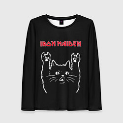 Лонгслив женский Iron Maiden Рок кот, цвет: 3D-принт