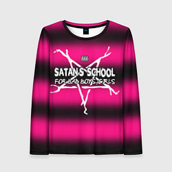 Лонгслив женский Satan school for bad boys and girls pink, цвет: 3D-принт