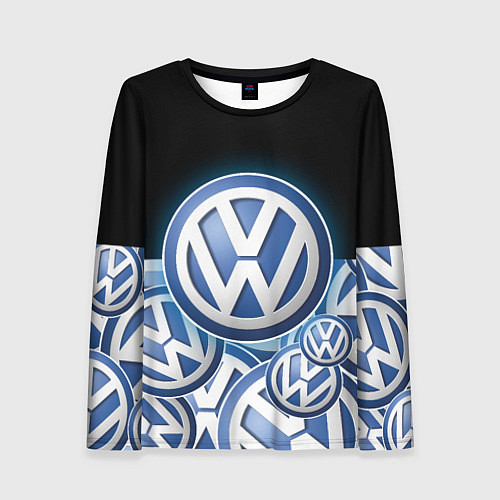 Женский лонгслив Volkswagen Большое лого паттерн / 3D-принт – фото 1