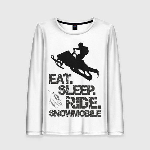 Женский лонгслив EAT SLEEP RIDE SNOWMOBILE / 3D-принт – фото 1