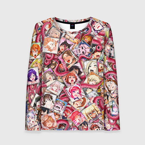 Женский лонгслив Ахегао с щупальцами в цвете / 3D-принт – фото 1