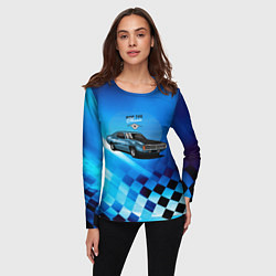 Лонгслив женский Синий Ретро-автомобиль, цвет: 3D-принт — фото 2