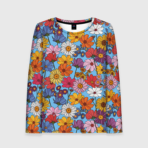 Женский лонгслив Ромашки-лютики / 3D-принт – фото 1