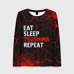 Лонгслив женский Eat Sleep Tsushima Repeat - Краска, цвет: 3D-принт