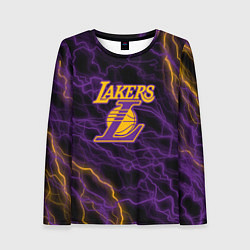Лонгслив женский Лейкерс Lakers яркие молнии, цвет: 3D-принт