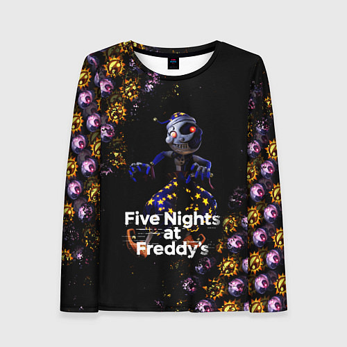 Женский лонгслив Five Nights at Freddys Луна паттерн / 3D-принт – фото 1