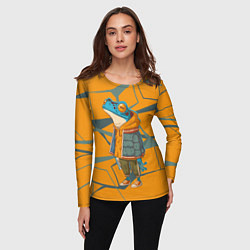 Лонгслив женский Лягушка в модной куртке, цвет: 3D-принт — фото 2