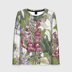 Лонгслив женский Цветы Ностальгический Весенний Узор, цвет: 3D-принт