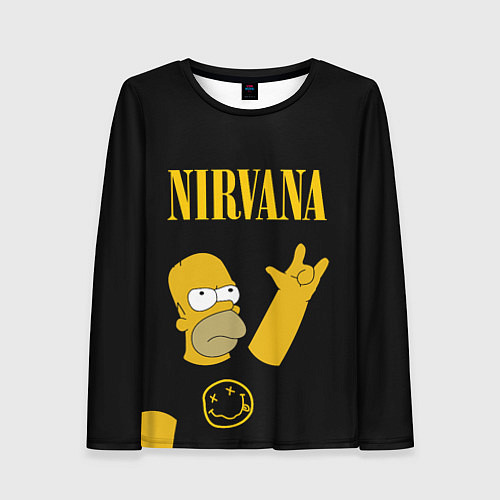 Женский лонгслив NIRVANA ГОМЕР СИМПСОН, SIMPSONS / 3D-принт – фото 1