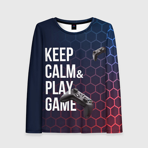 Женский лонгслив KEEP CALM& PLAY GAME PATTERN HEXAGONAL / 3D-принт – фото 1