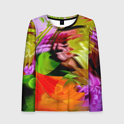 Лонгслив женский Разноцветная абстрактная композиция Лето Multi-col, цвет: 3D-принт