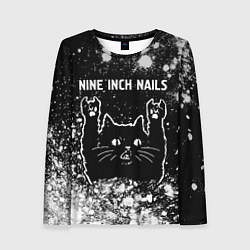Лонгслив женский Группа Nine Inch Nails и Рок Кот, цвет: 3D-принт