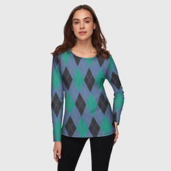 Лонгслив женский Стильный принт с ромбами, цвет: 3D-принт — фото 2