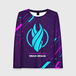 Лонгслив женский Символ Dead Space в неоновых цветах на темном фоне, цвет: 3D-принт