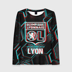 Женский лонгслив Lyon FC в стиле Glitch на темном фоне