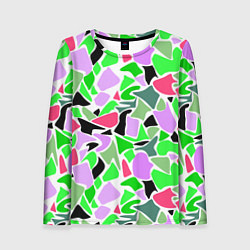 Лонгслив женский Abstract pattern green pink spots, цвет: 3D-принт