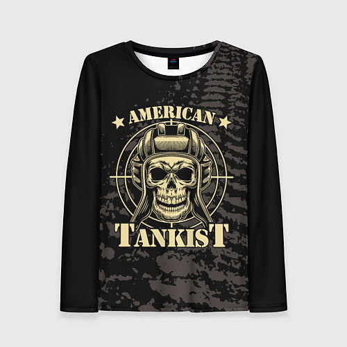 Женский лонгслив American tankist Skull in the headset / 3D-принт – фото 1